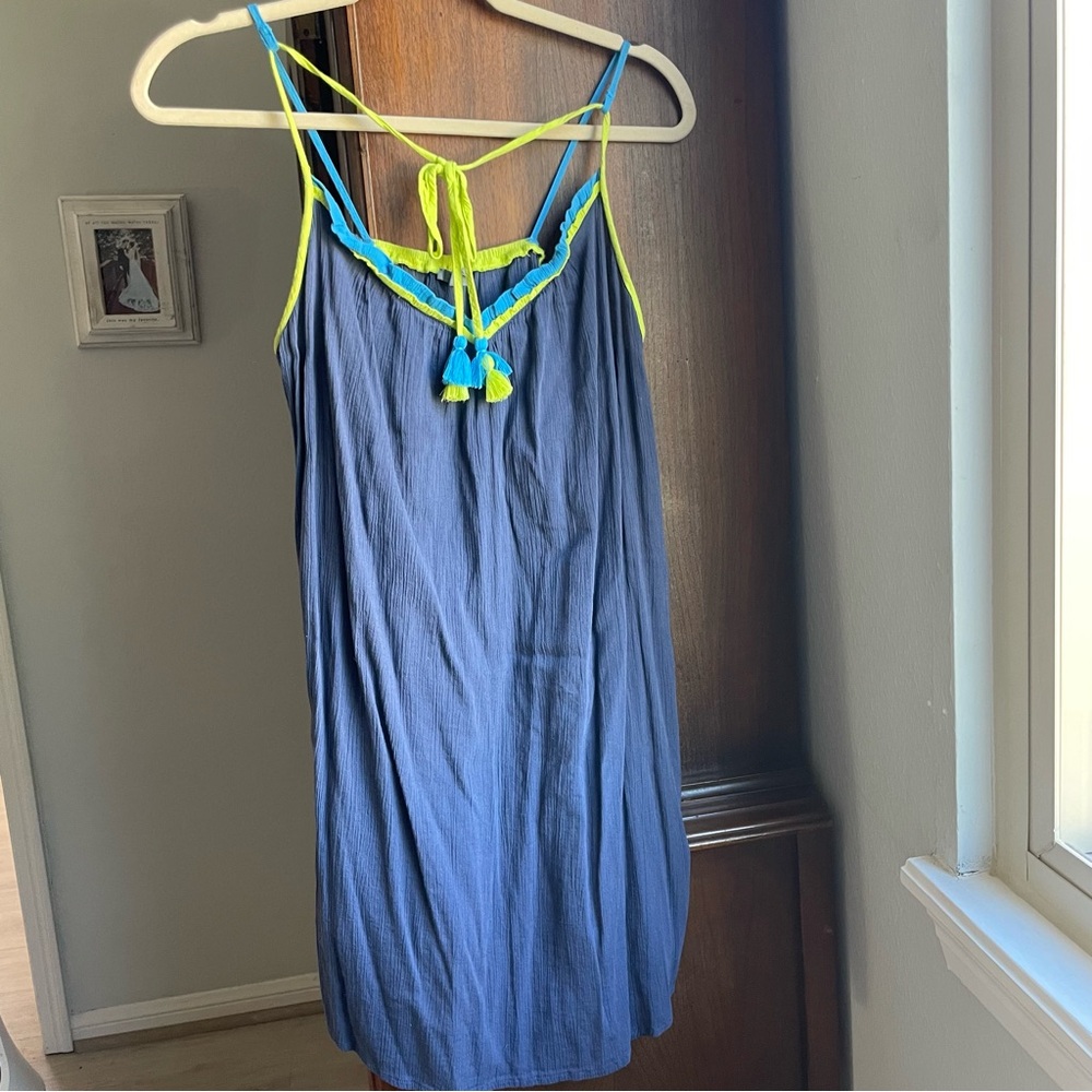 Aerie neon Blue, purple, Yellow Strappy nightgown/swim cover. Women’s size M.